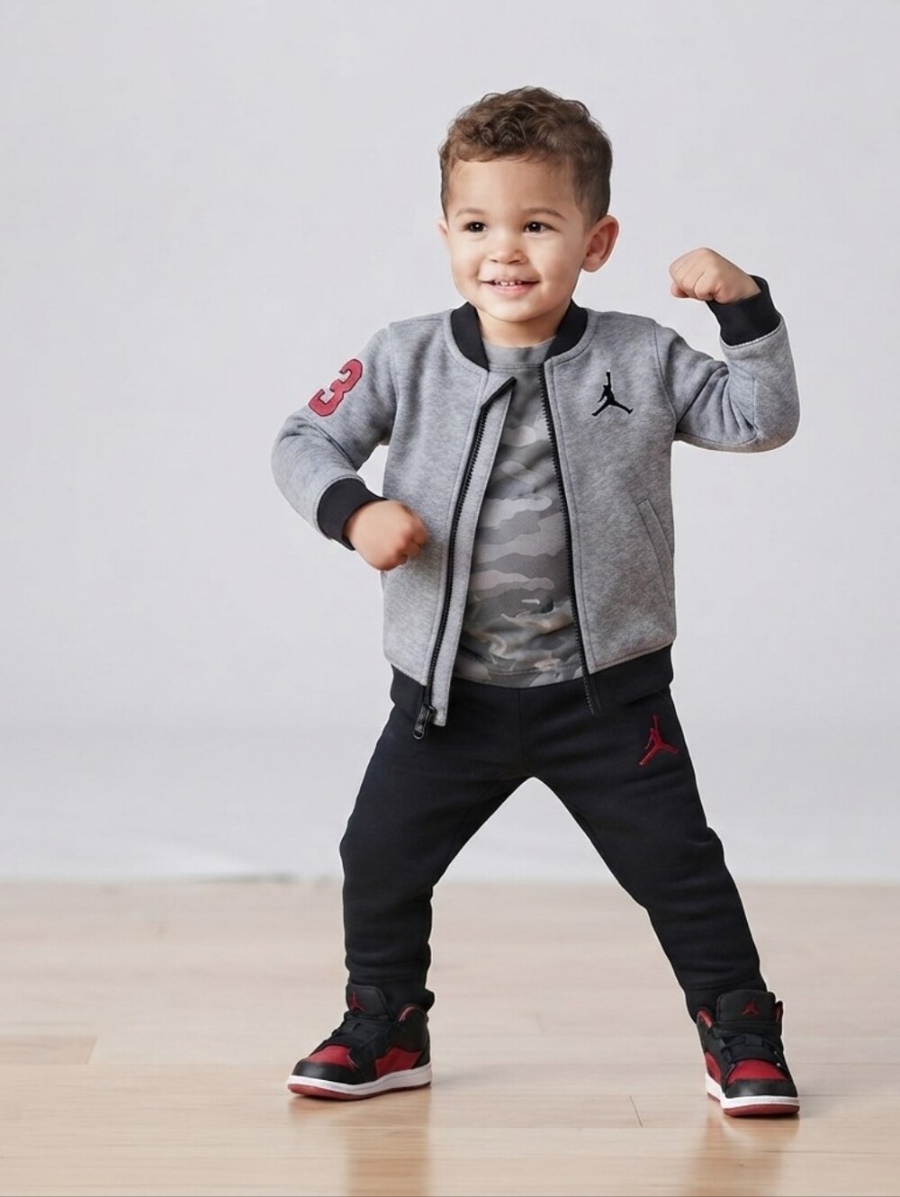 Jordan Boys 18M 2-Pc Grey & Black Athletic Windbreaker Set